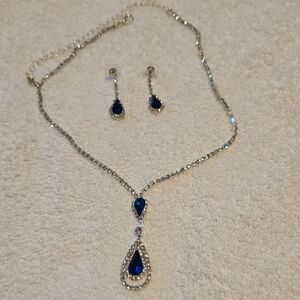 Elegant Silver & Blue Jewelry Set
